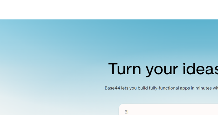 Base44 AI app builder generating a working app from a text prompt