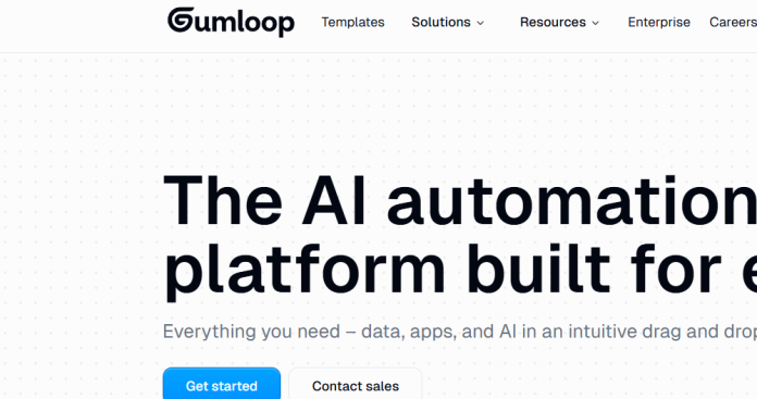 Gumloop visual node canvas building an AI-powered automation flow