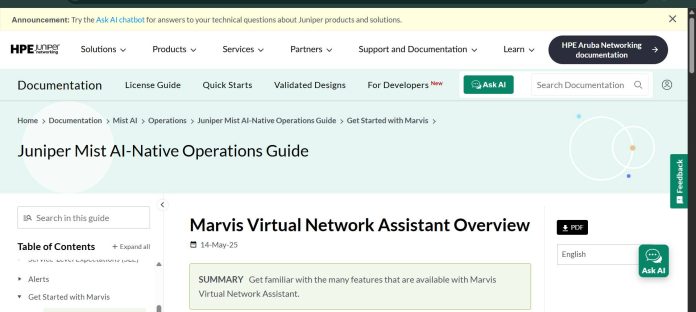 Juniper Mist AI Marvis conversational network assistant