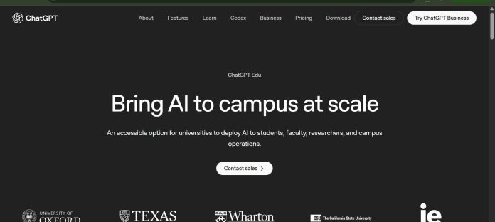 ChatGPT Edu campus-wide access interface