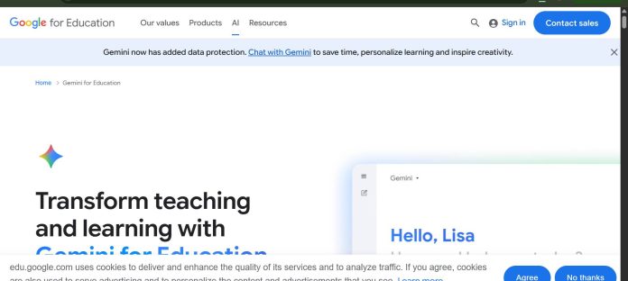 Gemini for Education AI interface