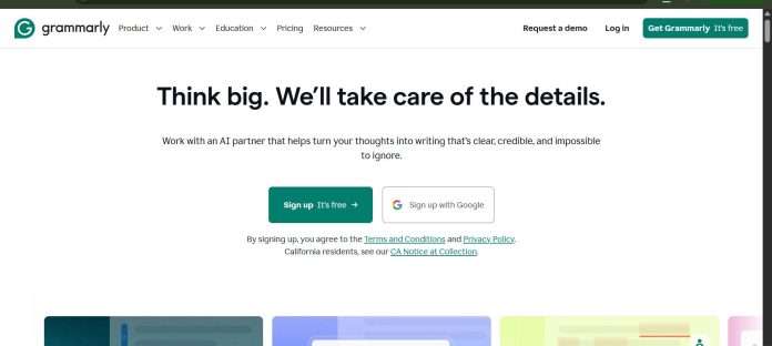 Grammarly AI writing feedback interface